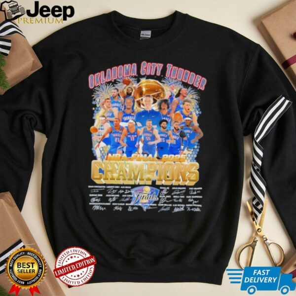 Oklahoma City Thunder NBA Final Champions 2025 signatures shirt