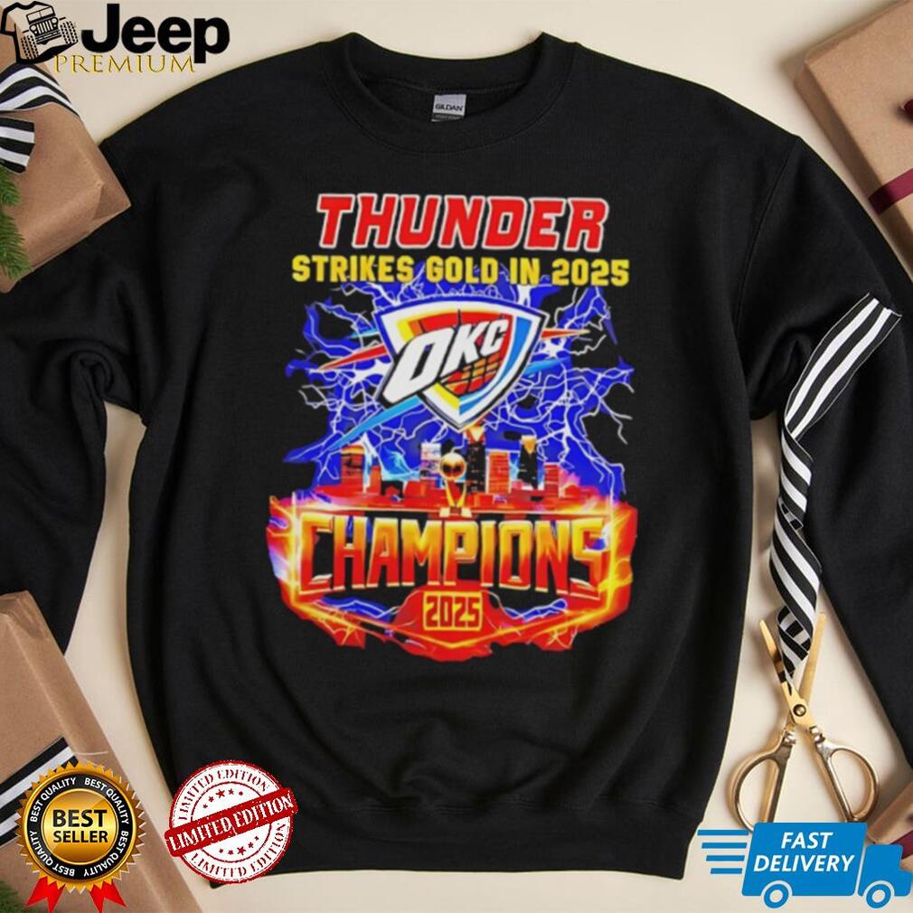 Oklahoma City Thunder Strikes Gold in 2025 Champion lightning shirt