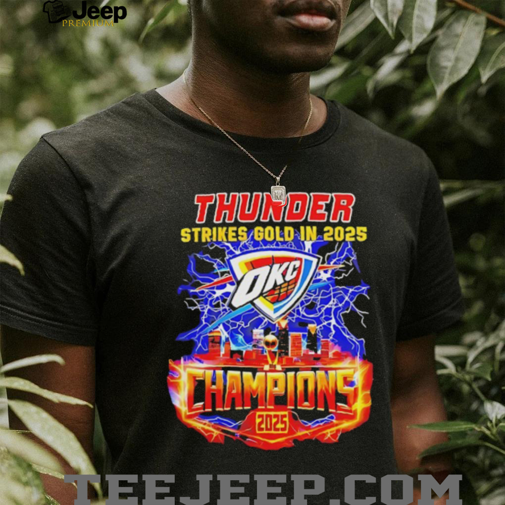 Oklahoma City Thunder Champion lightning shirt side view