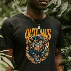 Outlaws Blue Cowboy Tee Garment Dyed Shirt