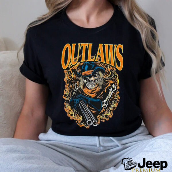 Outlaws Blue Cowboy Tee Garment Dyed Shirt