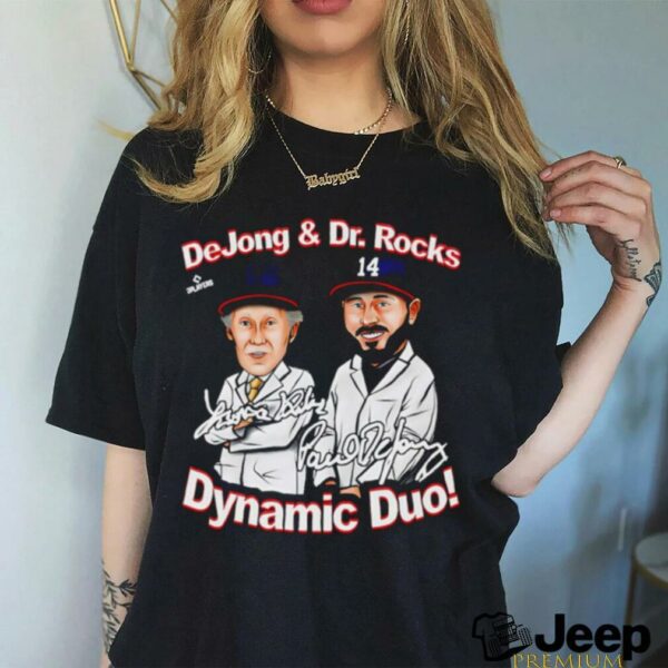 Paul DeJong and Dr Rocks Dynamic Duo Washington caricature signature shirt