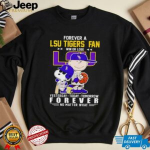 Peanuts forever a LSU Tigers fan win or lose yesterday today tomorrow baseball shirt2