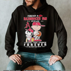Peanuts forever a Razorbacks fan win or lose yesterday today tomorrow baseball shirt Peanuts forever a Razorbacks fan win or lose yesterday today tomorrow baseball shirt