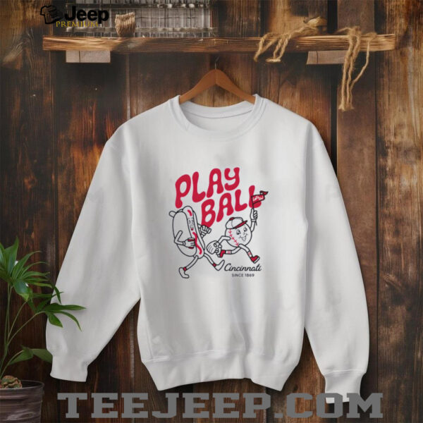 Play Ball Hotdog Cincinnati baseball Cartoon shirt
