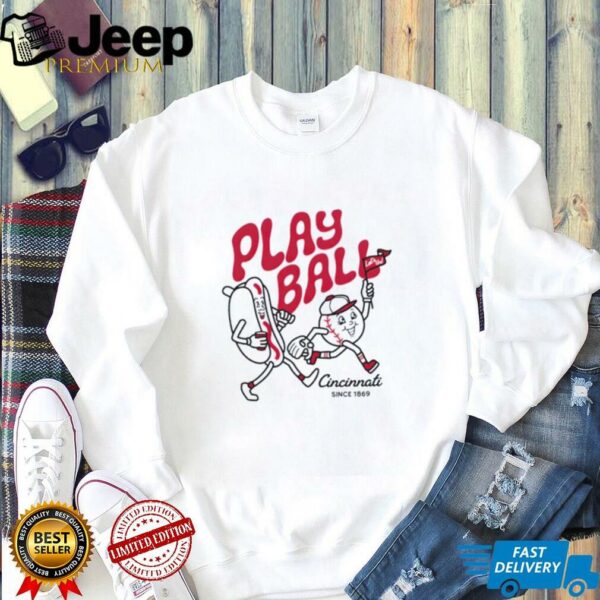 Play Ball Hotdog Cincinnati baseball Cartoon shirt