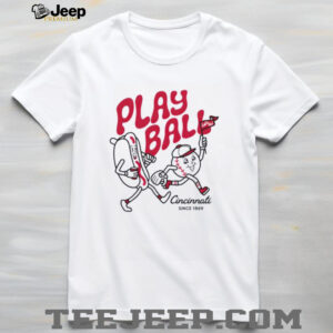 Play Ball Hotdog Cincinnati baseball Cartoon shirt2