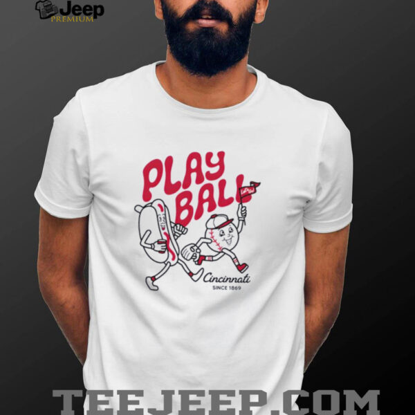 Play Ball Hotdog Cincinnati baseball Cartoon shirt