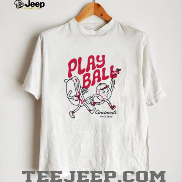 Play Ball Hotdog Cincinnati baseball Cartoon shirt
