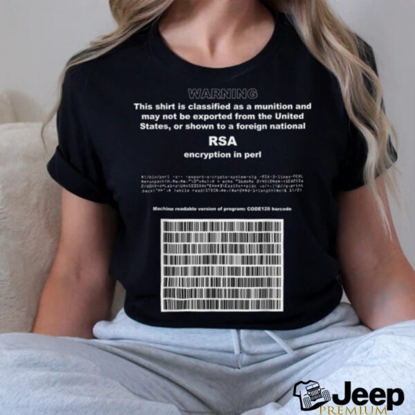 RSA Encryption in PERL Bitcoin Cypherpunk Adam Back Barcode T Shirt