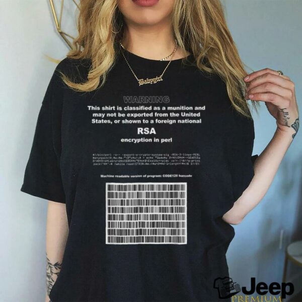 RSA Encryption in PERL Bitcoin Cypherpunk Adam Back Barcode T Shirt