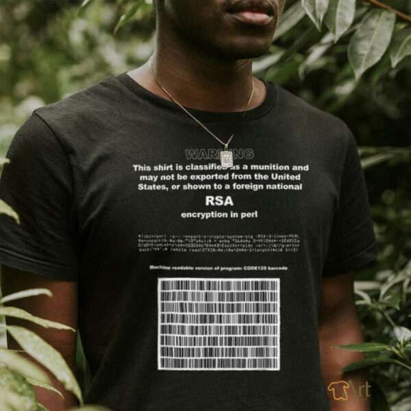 RSA Encryption in PERL Bitcoin Cypherpunk Adam Back Barcode T Shirt