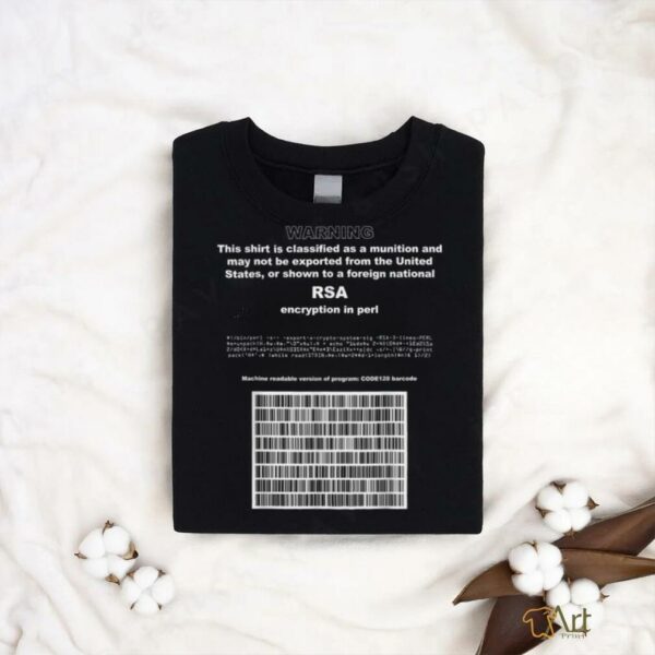 RSA Encryption in PERL Bitcoin Cypherpunk Adam Back Barcode T Shirt