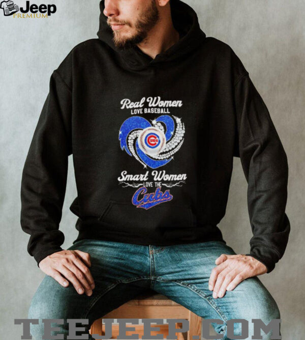 Real women love baseball smart women love the Chicago Cubs diamond shirt