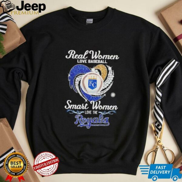 Real women love baseball smart women love the KC Royals diamond shirt