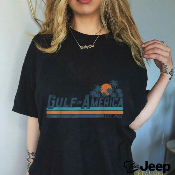 Retro Gulf Of USA America Est 2025 American Flag Gulf Mexico T Shirt