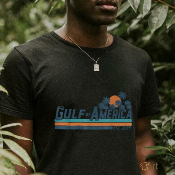Retro Gulf Of USA America Est 2025 American Flag Gulf Mexico T Shirt