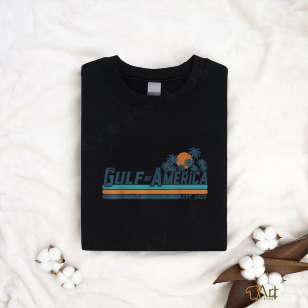 Retro Gulf Of USA America Est 2025 American Flag Gulf Mexico T Shirt