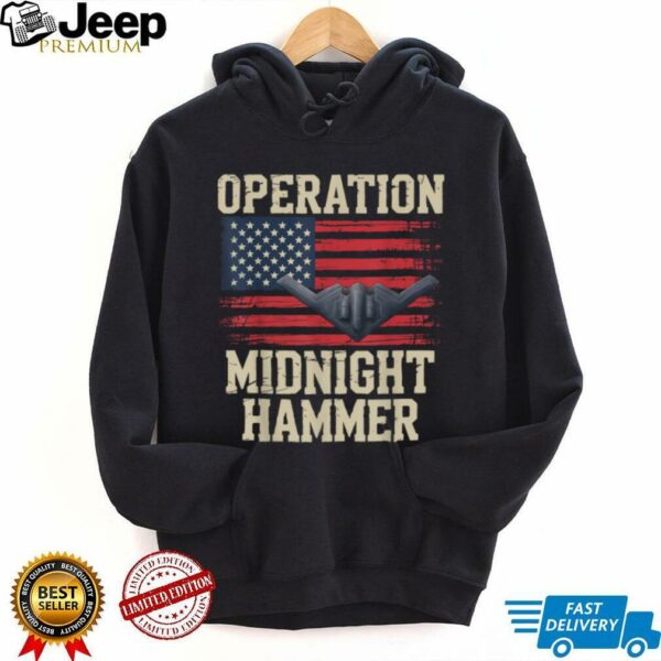 Retro Midnight Hammer B 2 Stealth Jet Operation USA Flag T Shirt