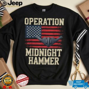 Retro Midnight Hammer B 2 Stealth Jet Operation USA Flag T Shirt
