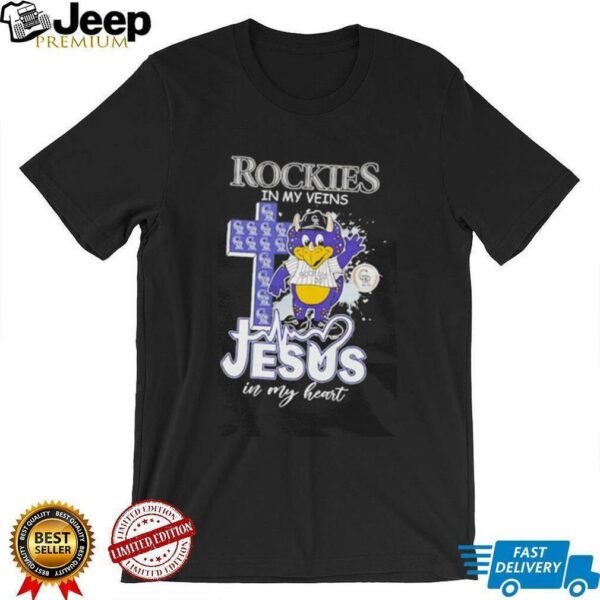 Rockies in my veins Jesus in my heart mascot shirt