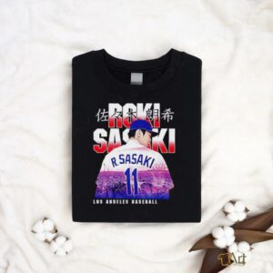 Roki Sasaki Los Angeles Dodgers Landmark city skyline shirt2