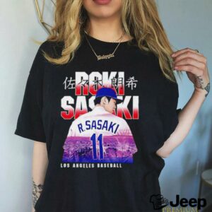 Roki Sasaki Los Angeles Dodgers Landmark city skyline shirt3