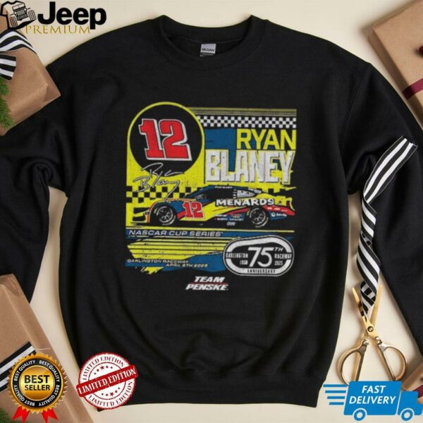 Ryan Blaney 12 Checkered Flag Sports Menards Darlington Raceway Throwback Car shirt