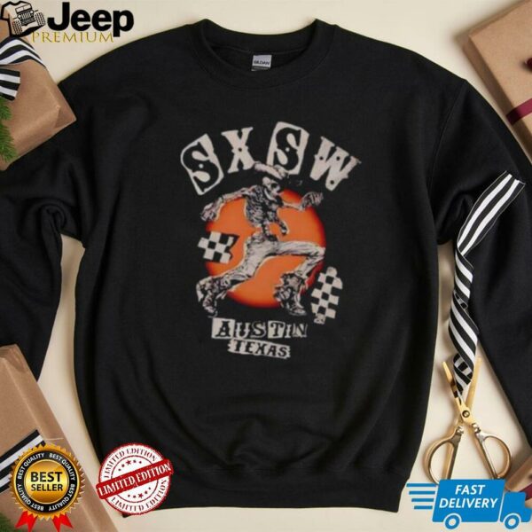 SXSW Austin Texas Skeleton Cowboy Unisex T shirt