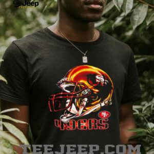 San Francisco 49ers helmet gold shirt