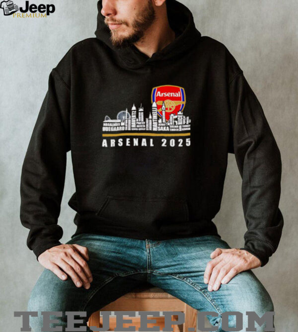 Skyline city Arsenal 2025 Gunners fan player names shirt