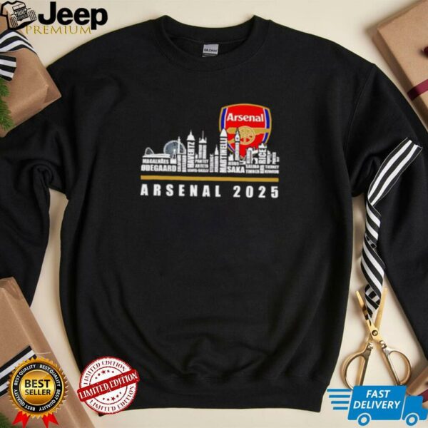 Skyline city Arsenal 2025 Gunners fan player names shirt