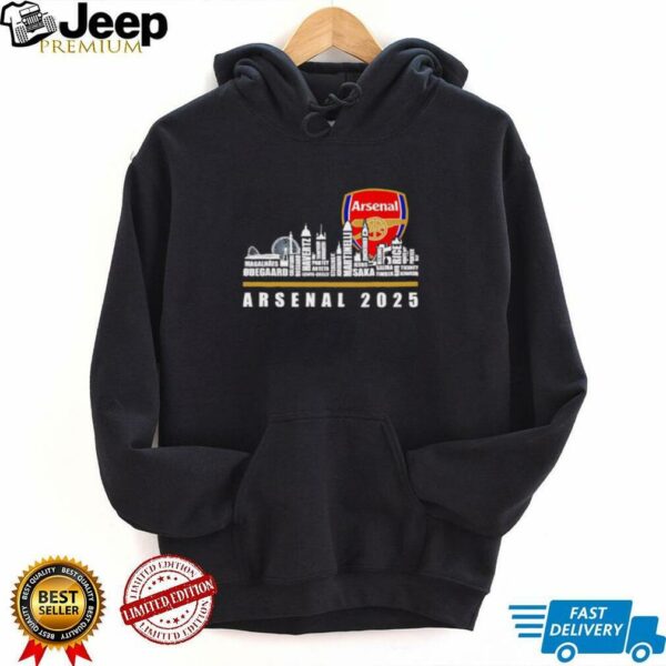 Skyline city Arsenal 2025 Gunners fan player names shirt