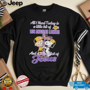 Snoopy And Charlie Brown All I Need And A Whole Lot Of Jesus Today Is A Little Bit Of Los Angeles Lakers T shirts1