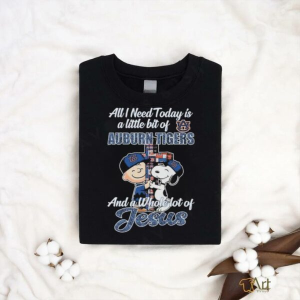 Snoopy And Charlie Brown All I Need Today Is A Little Bit Of Auburn Tigers And A Whole Lot Of Jesus T shirts