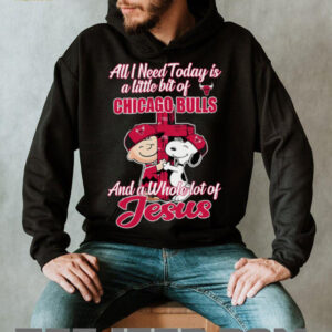 Snoopy And Charlie Brown All I Need Today Is A Little Bit Of Chicago Bulls And A Whole Lot Of Jesus The Peanuts Shirt3