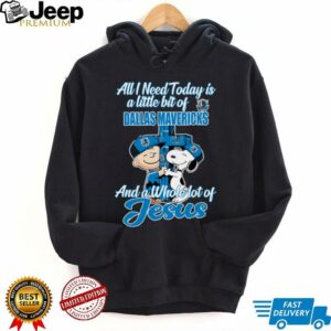 Snoopy And Charlie Brown All I Need Today Is A Little Bit Of Dallas Mavericks And A Whole Lot Of Jesus The Peanuts Shirt2