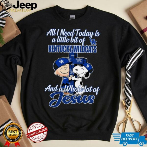 Snoopy And Charlie Brown All I Need Today Is A Little Bit Of Kentucky Wildcats And A Whole Lot Of Jesus T shirts