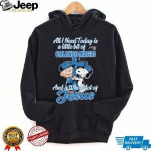 Snoopy And Charlie Brown All I Need Today Is A Little Bit Of Orlando Magic And A Whole Lot Of Jesus The Peanuts Shirt2