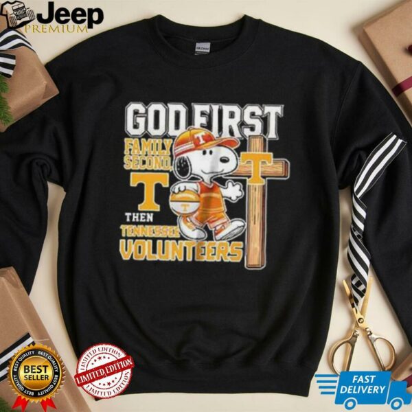 Snoopy God first family second then Tennessee Volunteers shirt