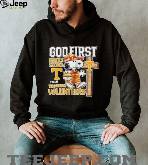 Snoopy God first family second then Tennessee Volunteers shirt