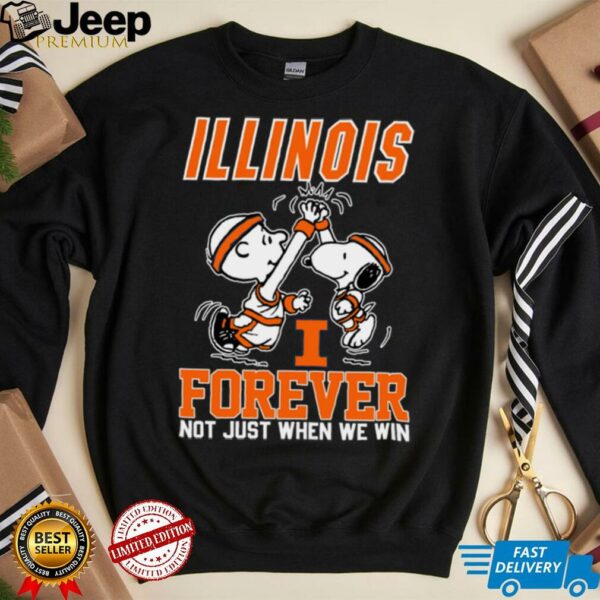 Snoopy High Five Charlie Brown Illinois Fighting Illini Basketball Forever Not Just When We Win Shirt Black