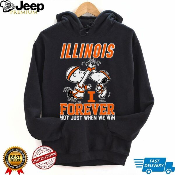 Snoopy High Five Charlie Brown Illinois Fighting Illini Basketball Forever Not Just When We Win Shirt Black