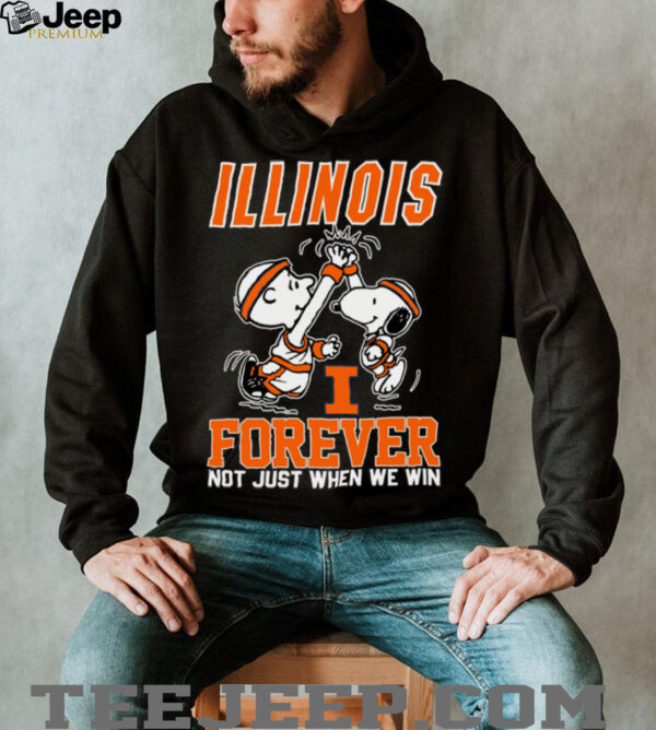 Snoopy High Five Charlie Brown Illinois Fighting Illini Basketball Forever Not Just When We Win Shirt Black