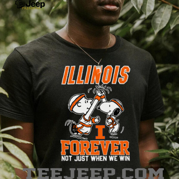 Snoopy High Five Charlie Brown Illinois Fighting Illini Basketball Forever Not Just When We Win Shirt Black