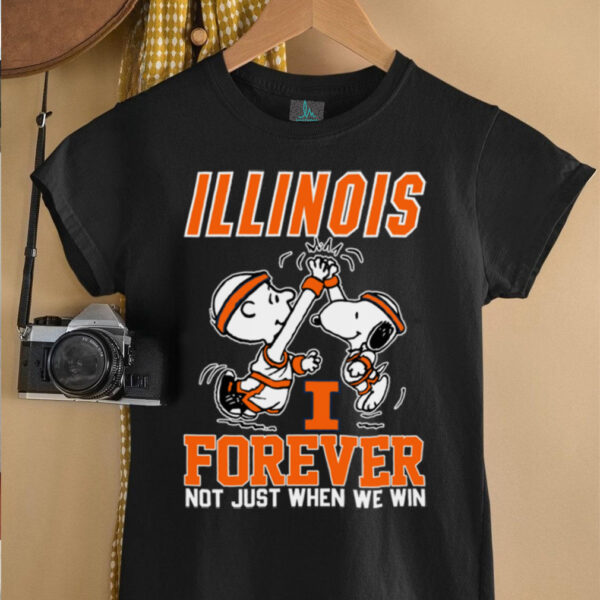 Snoopy High Five Charlie Brown Illinois Fighting Illini Basketball Forever Not Just When We Win Shirt Black