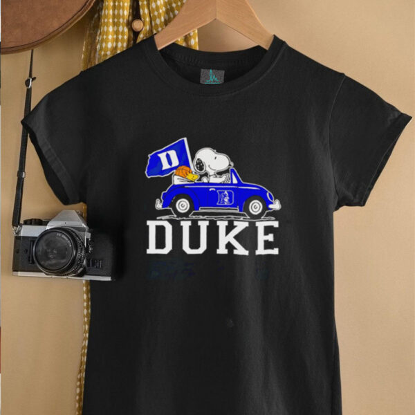 Snoopy and Woodstock driving Duke Blue Devils basketball shirt