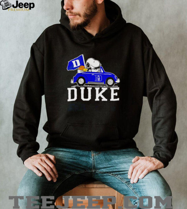 Snoopy and Woodstock driving Duke Blue Devils basketball shirt