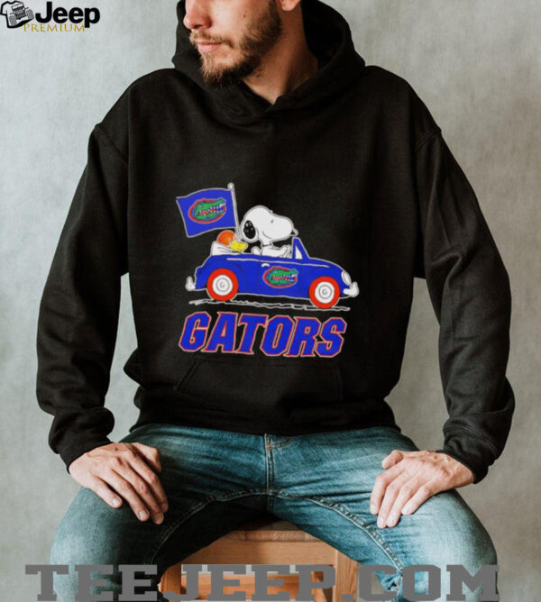 Snoopy and Woodstock driving Florida Gators basketball shirt