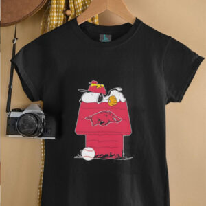 Snoopy and Woodstock sleeping dog house Arkansas Razorbacks shirt0